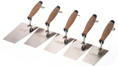 Toolty Bucket Trowel With Cork Handle Set 5Pcs 130140150160180mm For Scooping And Scraping Mortar Masonry Brickwork Diy from B&Q