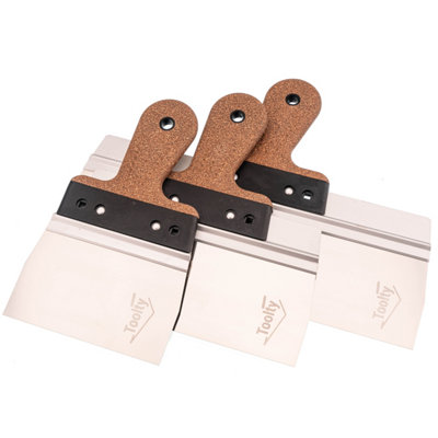 Toolty Filling Taping Spatula With Cork Handle On Aluminium Profile Set 3Pcs Stainless Steel For Plastering Finishing Rendering from B&Q