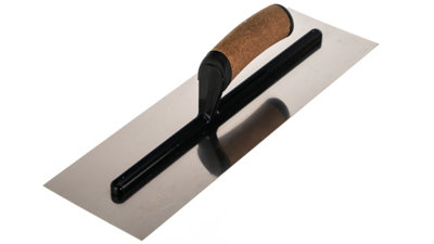 B&Q -  Stainless Steel Trowel With Cork Handle On Aluminium Foot 400mm For Plastering Rendering Finishing Smoothing Diy