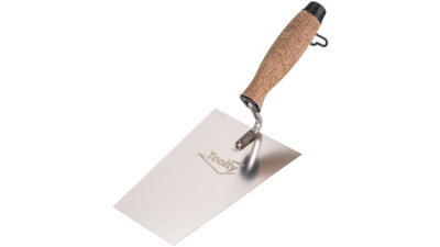 Toolty Bucket Trowel With Wooden Handle 180mm Stainless Steel For Scooping And Scraping Mortar Cement Plaster Masonry Brickwork K from B&Q