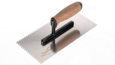 Toolty Stainless Steel Adhesive Notched Trowel With Cork Handle On Aluminium Foot 270mm 6X6mm For Tiling Plastering Rendering Diy from B&Q
