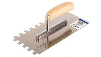 Toolty Stainless Steel Adhesive Notched Trowel With Wooden Handle 270mm 12X12mm For Tiling Plastering Rendering Diy from B&Q