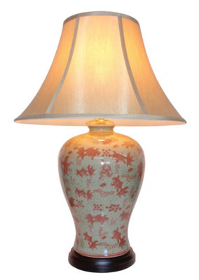Downton Interiors Red Fish Oriental Chinese Ceramic Porcelain Table Lamp from B&Q