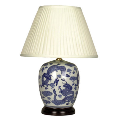 Downton Interiors Blue Dragon Oriental Chinese Ceramic Porcelain Table Lamp from B&Q