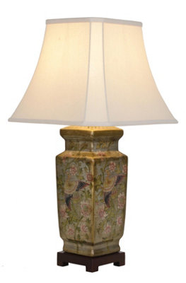 Downton Interiors Gold Floral Bird Oriental Chinese Ceramic Porcelain Table Lamp from B&Q