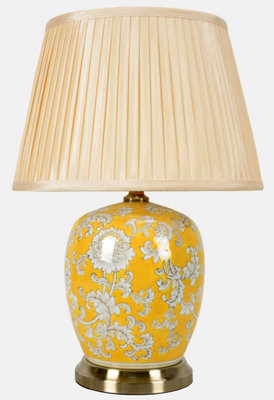 Downton Interiors Yellow Floral Oriental Chinese Ceramic Porcelain Table Lamp from B&Q