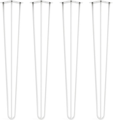 Dt Ironcraft Table LegsHairpin Table Legs Solid Steel(H)28 Inch / 71Cm3 Rod (Dia)10mm (4 Legs White Powder Coated) from B&Q