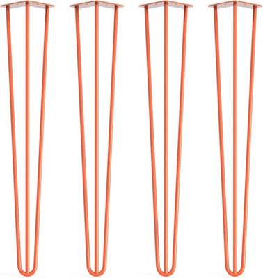 Dt Ironcraft Table LegsHairpin Table Legs Solid Steel(H)28 Inch / 71Cm3 Rod (Dia)10mm (4 Legs Orange Powder Coated) from B&Q