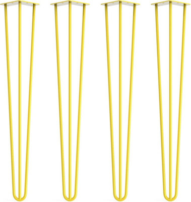 Dt Ironcraft Table LegsHairpin Table Legs Solid Steel(H)28 Inch / 71Cm3 Rod (Dia)10mm (4 Legs Yellow Powder Coated) from B&Q