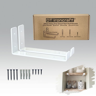 Dt Ironcraft Heavy Duty Shelf Brackets For Scaffold Board ShelvingLip Up 225X100X40mm (1 Pair White) from B&Q