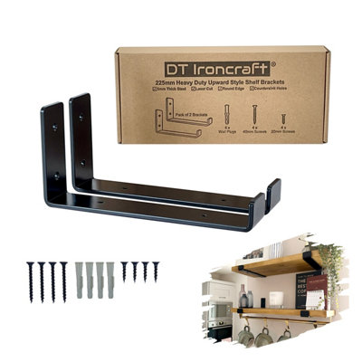 Dt Ironcraft Heavy Duty Shelf Brackets For Scaffold Board ShelvingLip Up 225X100X40mm (1 Pair Black) from B&Q