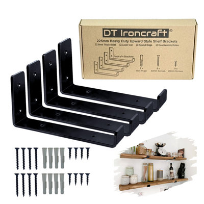 Dt Ironcraft Heavy Duty Shelf Brackets For Scaffold Board ShelvingLip Up 225X100X40mm (2 Pairs Black) from B&Q