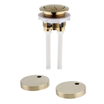 B&Q -  Brushed Brass Dual Flush Close Coupled Toilet Button & Seat Hinge Cover Plates