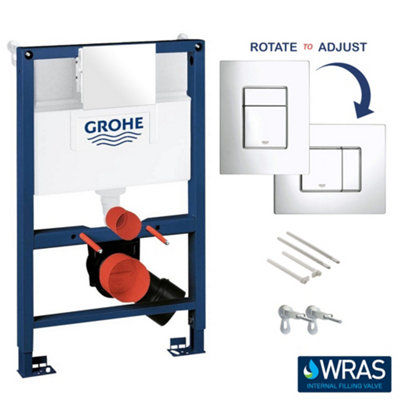 FNX Bathrooms Grohe Rapid Sl 0.82M Concealed Cistern Frame & Dual Flush Plate 3-In-1 Set For Wall-Hung Wcs from B&Q
