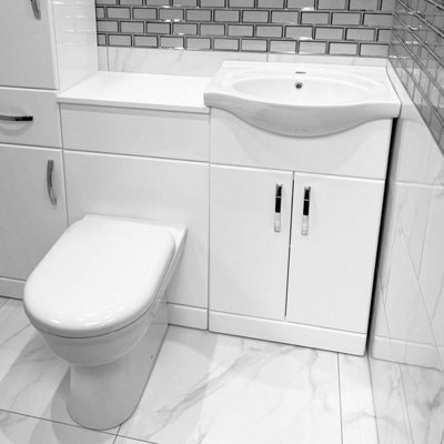 Bubly Bathrooms™ 550mm Vanity Unit & Basin Sink With 500mm Wc Back To Wall Toilet Furniture Set from B&Q