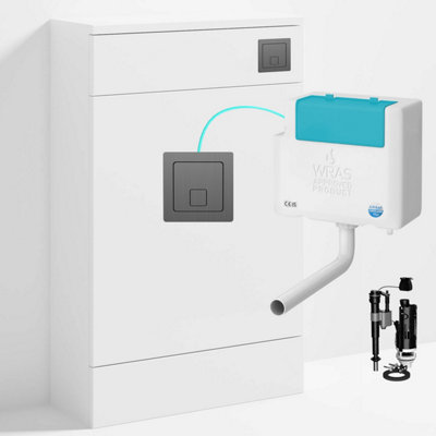 Bubly Bathrooms™ 500mm Wc Unit & Bottom-Entry Concealed Cistern Square Gunmetal Dual Flush Plate from B&Q