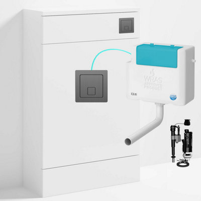 Bubly Bathrooms™ 500mm Wc Unit & Side-Entry Concealed Cistern Square Gunmetal Dual Flush Plate from B&Q