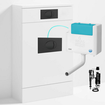 Bubly Bathrooms™ 500mm Wc Unit & Bottom-Entry Concealed Cistern Matt Black Dual Flush Plate from B&Q