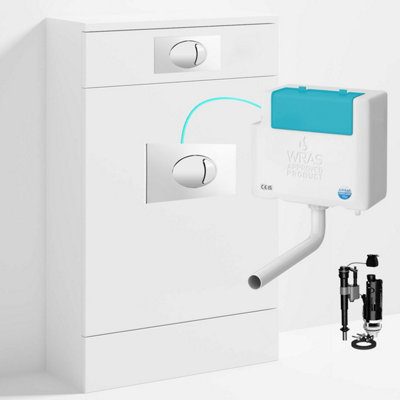 Bubly Bathrooms™ 500mm Wc Unit & Bottom-Entry Concealed Cistern Chrome Dual Flush Plate from B&Q