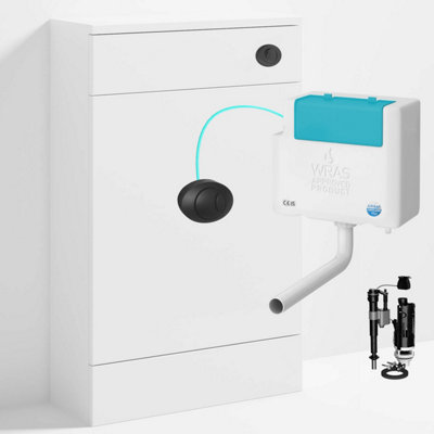 Bubly Bathrooms™ 500mm Wc Unit & Bottom-Entry Concealed Cistern Black Oval Button from B&Q