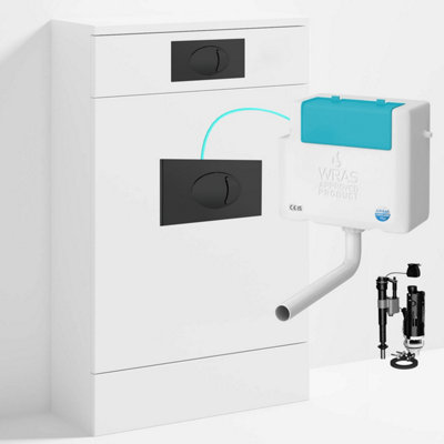 Bubly Bathrooms™ 500mm Wc Unit & Side-Entry Concealed Cistern Matt Black Dual Flush Plate from B&Q