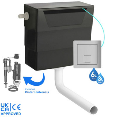 FNX Bathrooms Universal Side Entry Concealed Toilet Cistern With Wc Dual Flush Chrome Square ButtonIncludes Internals & Pipe from B&Q