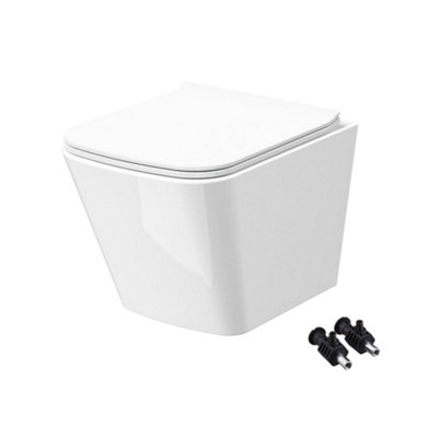 FNX Bathrooms Bubly Bathrooms Wall-Hung Toilet Set With Soft-Close Wrap-Over SeatWhiteShort Projection & Rimless from B&Q