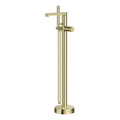 FNX Bathrooms Koko Freestanding Bath Shower Mixer Tap With Handheld ShowerBrushed Brass Finish from B&Q