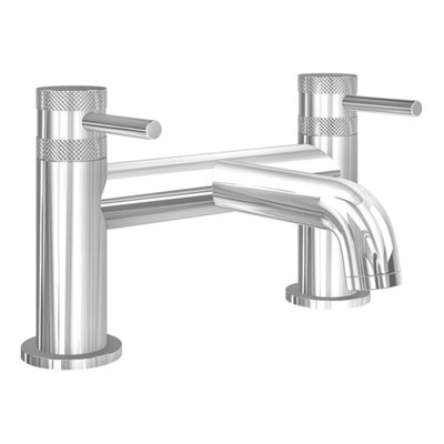 Fnx Bathrooms Pristine Chrome Deck-Mounted Bath Mixer Tap With Dual Handles from B&Q