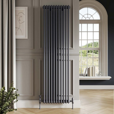 Fnx Bathrooms Bubly Bathrooms™ Steel 2 Column Radiator 1800X425 Vertical & Matching Feet - Anthracite