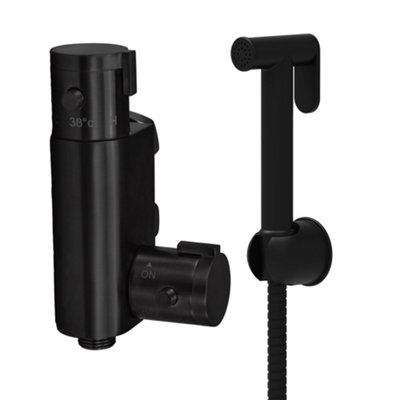 Fnx Bathrooms Matt Black Thermostatic Bidet Douche Handset & Wall-Mounted Valve Set from B&Q