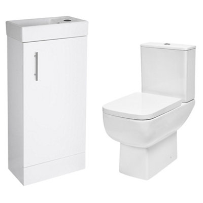 FNX Bathrooms Bubly Bathrooms™ 400mm Gloss White Toilet & Vanity Unit Set With Dual Flush Wc from B&Q