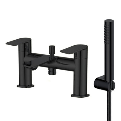 FNX Bathrooms Modern Matt Black Blade Bath Shower Mixer TapSolid Brass Bath Mounted from B&Q
