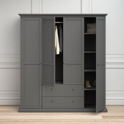 Furniture To Go Paris 4 Door Wardrobe With 2 Drawers In Matt Grey from B&Q