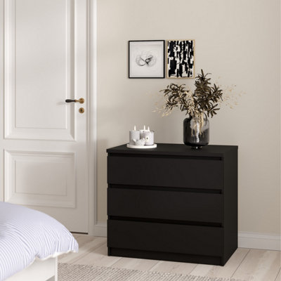 Furniture To Go Naia Chest Of 3 Drawers In Matt Black