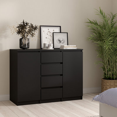 B&Q -  Naia Sideboard 4 Drawers 2 Doors In Black Matt (W) 120.6 X  (H) 90.7 X (D) 50Cm