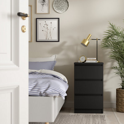 Furniture To Go Naia Bedside 3 Drawers In Black Matt (W) 40.2 X  (H) 70.1 X (D) 50Cm from B&Q
