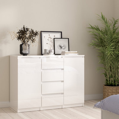 Furniture To Go Naia Sideboard - 4 Drawers 2 Doors In White High Gloss - White High Gloss / White High Gloss - Image 5