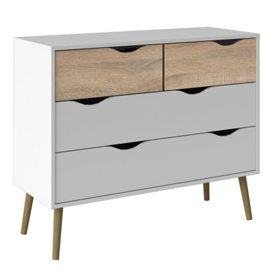 Furniture To Go Oslo Chest Of 4 Drawers (2+2) In White And Oak from B&Q