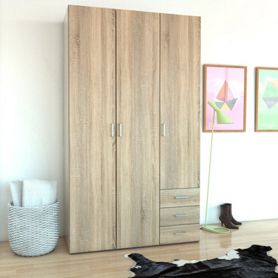 Furniture To Go Space Wardrobe3 Doors 3 Drawers In Oak 2000 (W) 115 X  (H) 200.4 X  (D) 49.5Cm from B&Q
