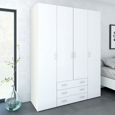 Furniture To Go Space Wardrobe4 Doors 3 Drawers In White 2000 (W) 154 X  (H) 200.4 X  (D) 49.5Cm from B&Q