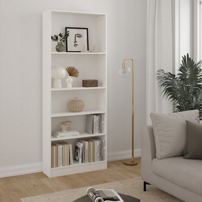 Rackhams White Basic Tall Wide Bookcase (4 Shelves) In - Wood - 1 - Image 6