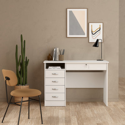 B&Q -  Function Plus Desk With 5 Drawers In White  (W) 109.3 X (H) 75.6 X (D) 48.5Cm
