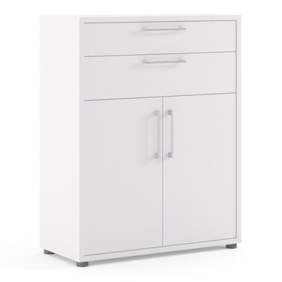 B&Q -  Prima Bookcase 1 Shelf With 2 Drawers And 2 Doors In White