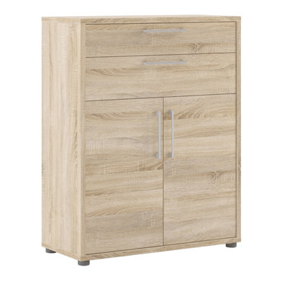 B&Q -  Prima Bookcase 1 Shelf With 2 Drawers And 2 Doors In Oak