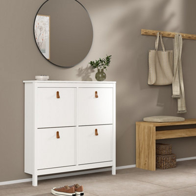B&Q -  Barcelona Shoe Cabinet 4 Compartments In White