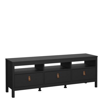 Furniture To Go Barcelona Tv-Unit 3 Drawers In Matt Black