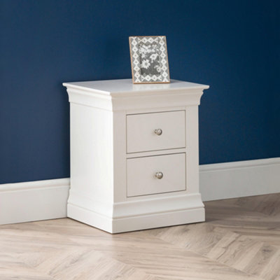 Julian Bowen Clermont 2 Drawer BedsideSurf White from B&Q