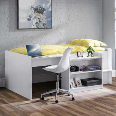 B&Q -  Neptune 90Cm Single White Midsleeper Cabin Bed With Desk