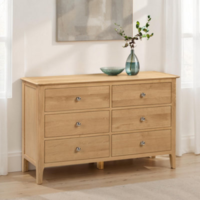 B&Q -  Cotswold 6 Drawer Wide ChestSolid Oak